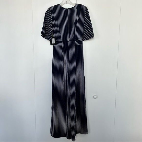PARALLEL LINES Pin Stripe Plunge Front Short Sleeve Jumpsuit with Side Slits - Picture 10 of 10
